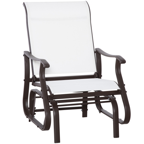 Image 1 de 9.. Chaise berçante extérieure Outsunny, chaise berçante de patio avec cadre en acier et tissu maillé, chaise de jardin pour cour arrière, jardin et