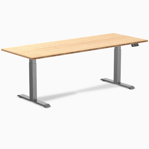 Desky Dual Bamboo Sit Stand Desk - Bamboo / 80 x 30 inches / Space Grey