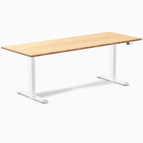 Desky Dual Bamboo Sit Stand Desk - Bamboo / 80 x 30 inches / White