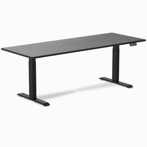 Desky Dual Bamboo Sit Stand Desk - Dark Bamboo / 80 x 30 inches / Matte Black