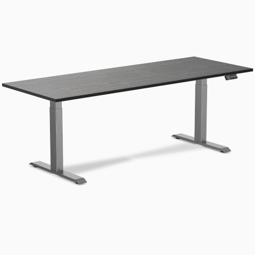 Desky Dual Bamboo Sit Stand Desk - Dark Bamboo / 80 x 30 inches / Space Grey