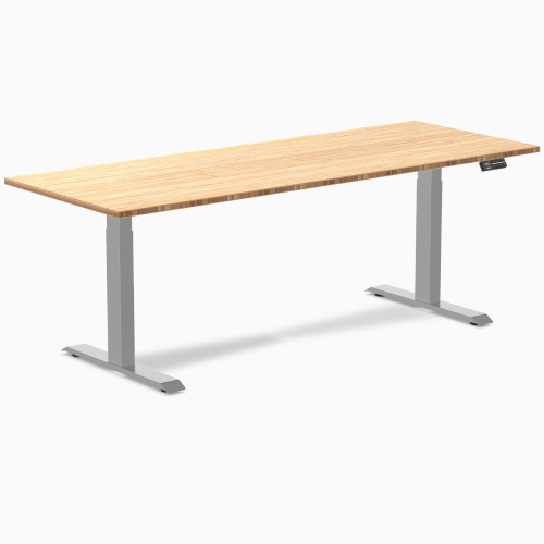 Desky Dual Bamboo Sit Stand Desk - Bamboo / 80 x 30 inches / Grey