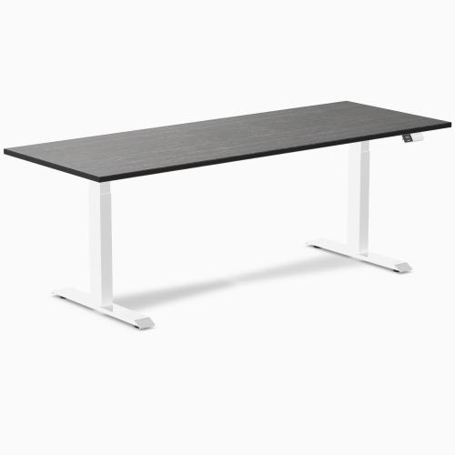 Desky Dual Bamboo Sit Stand Desk - Dark Bamboo / 80 x 30 inches / White