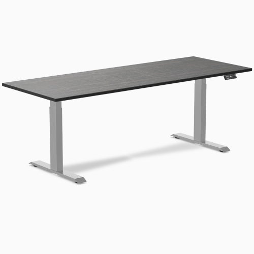 Desky Dual Bamboo Sit Stand Desk - Dark Bamboo / 80 x 30 inches / Grey