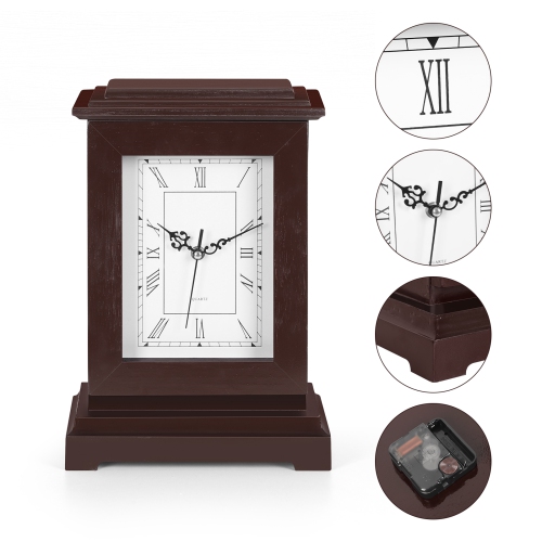 Classic Mahogany Desktop Clock with Hidden Storage Space