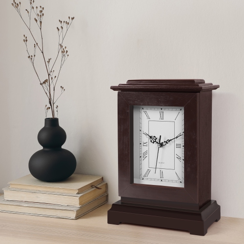 Classic Mahogany Desktop Clock with Hidden Storage Space
