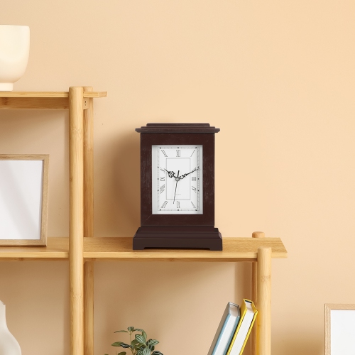 Classic Mahogany Desktop Clock with Hidden Storage Space