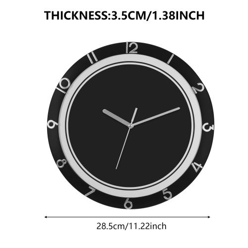 Modern Style 12-Inch Minimalist Black Plastic Wall Clock