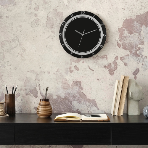 Modern Style 12-Inch Minimalist Black Plastic Wall Clock