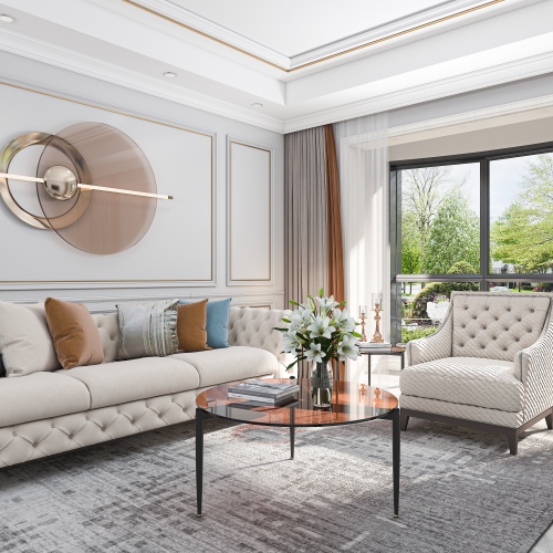 Modern Glass Coffee Table:Round Sofa Side Table Tempered Glass Top Decorative Center Table with Black Metal Legs Stand for Living Room Apartment