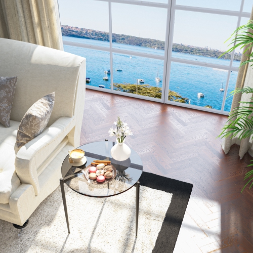 Modern Glass Coffee Table:Round Sofa Side Table Tempered Glass Top Decorative Center Table with Black Metal Legs Stand for Living Room Apartment