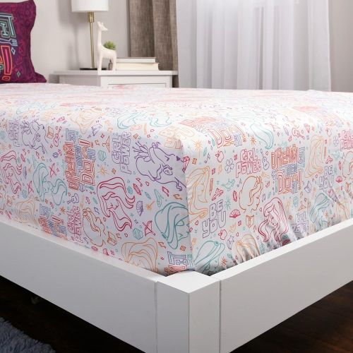 Ensemble de draps 3 pièces pour lit simple Princesses de Disney pour enfants – Drap plat, drap-housse et taie d'oreiller