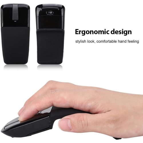2.4G Mouse 1600DPI Ergonomic Foldable Optical Touch Mouse with USB Receiver Suitable for PC Laptop for Notebook