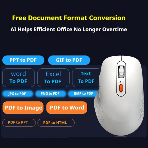 Bluetooth Intelligent Wireless Mouse Multilingual Ai Writing Ai Creation Ai Drawing Rechargeable Long-Lasting Battery Life(White)