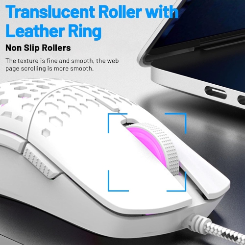 Gaming Mouse Wired, Lightweight RGB Gaming Mouse, 4 Adjustable DPI Up to 3600, 6 Programmable Buttons, Ergonomic Computer Mouse for