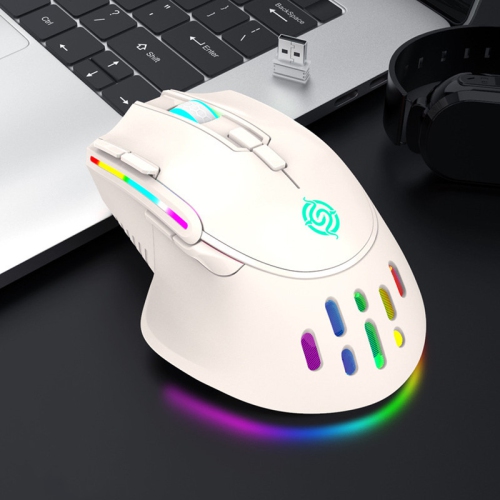 RISOPHY  RGB Rechargeable Wireless Gaming Mouse Esports Colorful Desktop Computer Notebook Office Gaming Accesories Mouse(White)