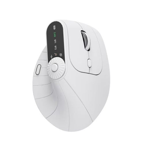Ergonomic Vertical Mouse, Wireless Optical Bluetooth Mouse - Dual Mode Connectivity BT5.0+BT5.0+2.4GHz Up to 3 Devices, Adjustable DPI & 8 Function