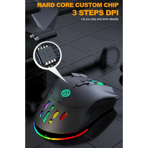 RGB Rechargeable Wireless Gaming Mouse Esports Colorful Desktop Computer Notebook Office Gaming Accesories Mouse(Black)