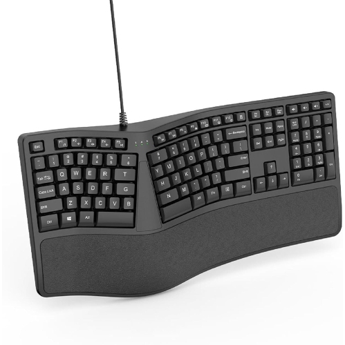 Curved Wired Keyboard, K9 Ergonomic Wired Keyboard, 110 Keys with Number Mute Keyboard for PC/Desktop/Laptop/Windows/PC Mac/Business Office