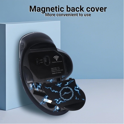 Wireless Ergonomic Vertical Mouse, 10M Range, 5 Buttons, 2.4G Optical, Wrist Pain Relief