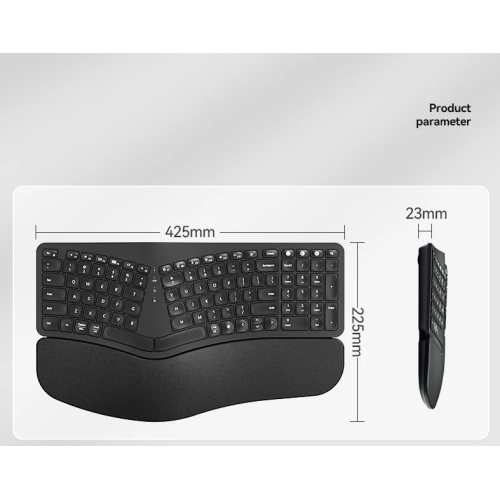 Backlit Wireless Ergonomic Keyboard Wireless Split Keyboard 2.4G Bluetooth Keyboard Set with Scissor Switch and Palm Rest