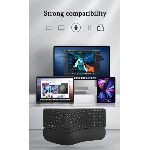 Backlit Wireless Ergonomic Keyboard Wireless Split Keyboard 2.4G Bluetooth Keyboard Set with Scissor Switch and Palm Rest