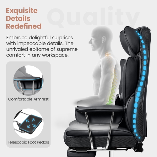 Coolhut Office Chair, Big & Tall Executive Office Chair with Footrest, Beautiful PU Leather Computer Chair, Ergonomic Reclining Chair High Back with