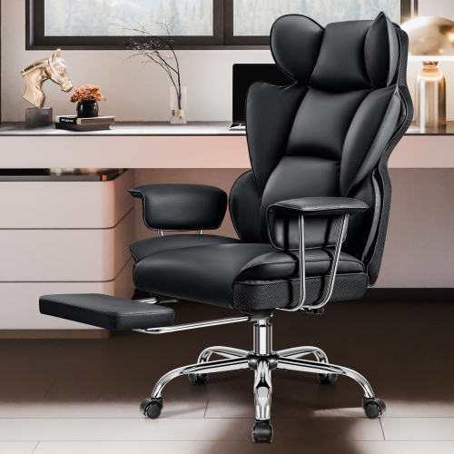 Coolhut Office Chair, Big & Tall Executive Office Chair with Footrest, Beautiful PU Leather Computer Chair, Ergonomic Reclining Chair High Back with