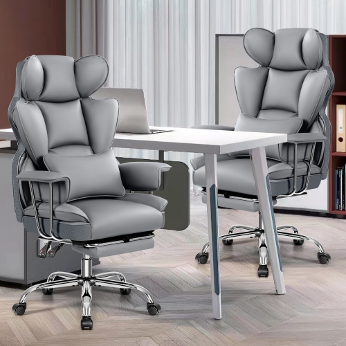 Coolhut – Chaise de bureau, fauteuil de direction avec repose-pieds, magnifique fauteuil d'ordinateur en similicuir PU, fauteuil ergonomique