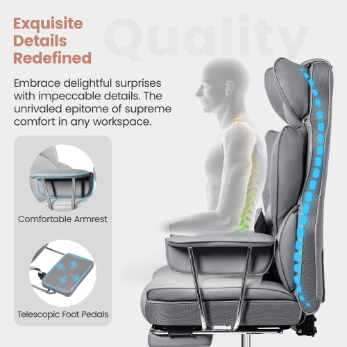 Coolhut – Chaise de bureau, fauteuil de direction avec repose-pieds, magnifique fauteuil d'ordinateur en similicuir PU, fauteuil ergonomique