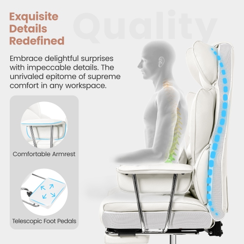 Coolhut Office Chair, Big & Tall Executive Office Chair with Footrest, Beautiful PU Leather Computer Chair, Ergonomic Reclining Chair High Back with