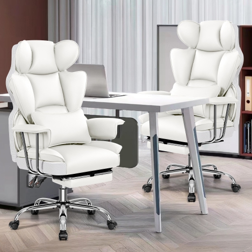 Coolhut Office Chair, Big & Tall Executive Office Chair with Footrest, Beautiful PU Leather Computer Chair, Ergonomic Reclining Chair High Back with