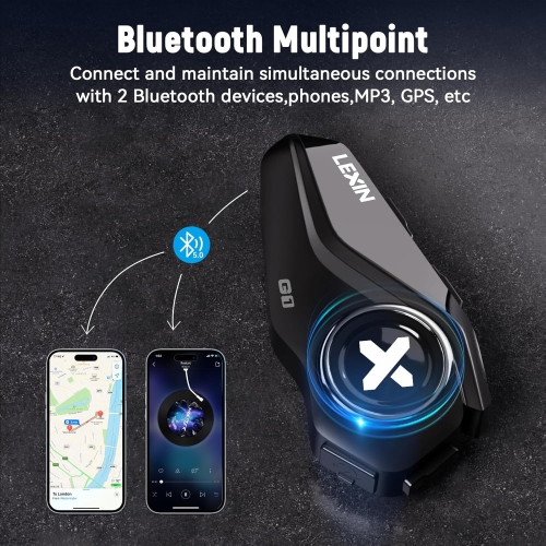 LEXIN G1 Motorcycle Bluetooth Headset with 2 Type Mics, Waterproof and Hands-Free Call/Music by LEXIN - Open Box condition - Image 3