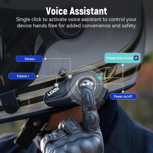 LEXIN G1 Motorcycle Bluetooth Headset with 2 Type Mics, Waterproof and Hands-Free Call/Music by LEXIN - Open Box condition - Image 4