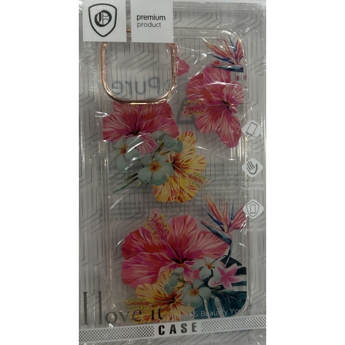 Étui pour iPhone 13 Étui transparent à motif floral jaune Étui pour téléphone Protection de caméra en TPUR souple tendance