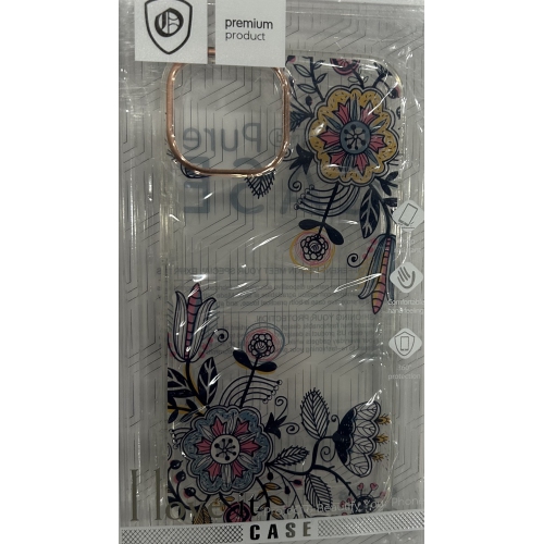 Étui pour iPhone 13 Étui transparent à motif floral jaune Étui pour téléphone Protection de caméra en TPUR souple tendance