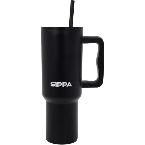 Image 1 of 3.. SIPPA 40 oz Tumbler with Straw and Lid, Reusable Stainless Steel Tumbler Cup, Double Wall Vacuum Insulated Tumbler with Handle,Leak Proof Travel Mug
