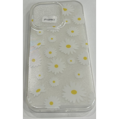 iPhone 15 Pro Case Clear with Design Embossed Floral Pattern Soft TPU Bumper Slim Protective 6.7 Inch