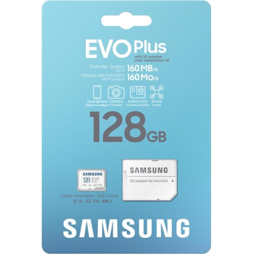 Remis à neuf Samsung EVO Plus + adaptateur 128&nbsp;Go Carte mémoire microSDXC 160&nbsp;Mo/s MB-MC128SA/CA