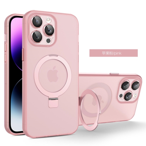 TopSave Magnetic Ring Stand [Compatible with Magsafe]Translucent Back Slim Phone Case For iPhone 16 Pro Max 6.9", Pink