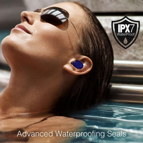 Fully Wireless 5.0 Rechargeable IPX7 Waterproof Earbud Headphones w Microphone, 2000mAh USB Smart Dual Case/Stand Surround Stereo Bass and Passive