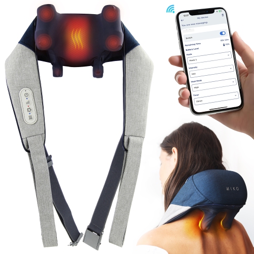 Image 1 of 10.. Miko Shiatsu Neck and Back Massager Hands Free with Soothing Heat - App Controlled