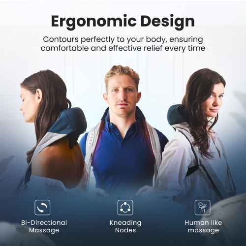 Appareil de massage shiatsu pour le cou et le dos de Miko mains libres avec chaleur apaisante – Contrôle par application