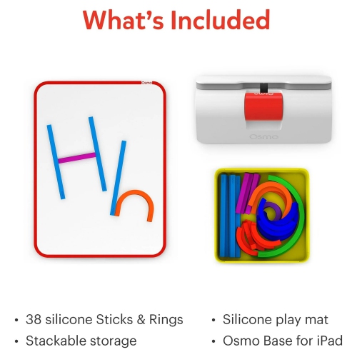 Osmo - Sticks & Rings Starter Kit for iPad, Educational Toys for Children 3-5, Learn Letter Formation, Vocabulary, Phonics Game, Preschool Toy,