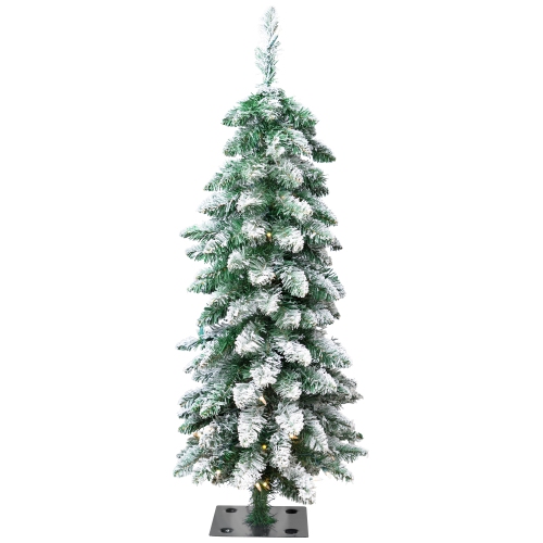 Pre-Lit Pencil Flocked Alpine Artificial Christmas Tree - 3.5' - Clear Lights