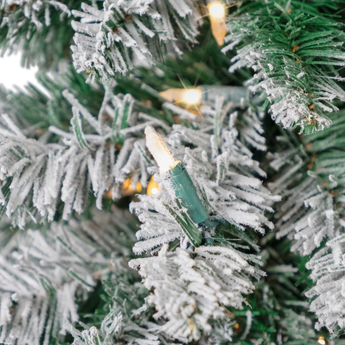 Pre-Lit Pencil Flocked Alpine Artificial Christmas Tree - 3.5' - Clear Lights