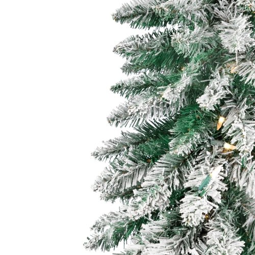 Pre-Lit Pencil Flocked Alpine Artificial Christmas Tree - 3.5' - Clear Lights