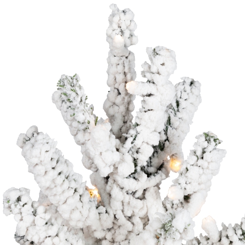 Pre-Lit Medium Flocked IPT Artificial Garden Christmas Tree - 6.5' - Warm White LED Lights