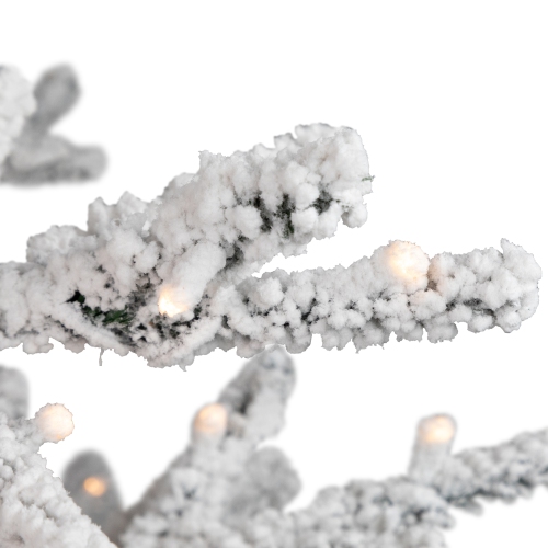 Pre-Lit Medium Flocked IPT Artificial Garden Christmas Tree - 7.5' - Warm White LED Lights