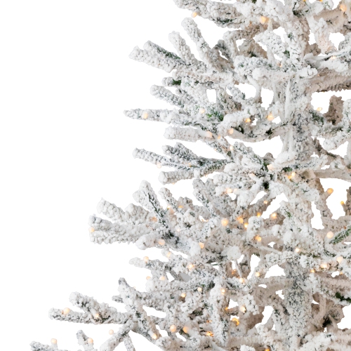 Pre-Lit Medium Flocked IPT Artificial Garden Christmas Tree - 7.5' - Warm White LED Lights